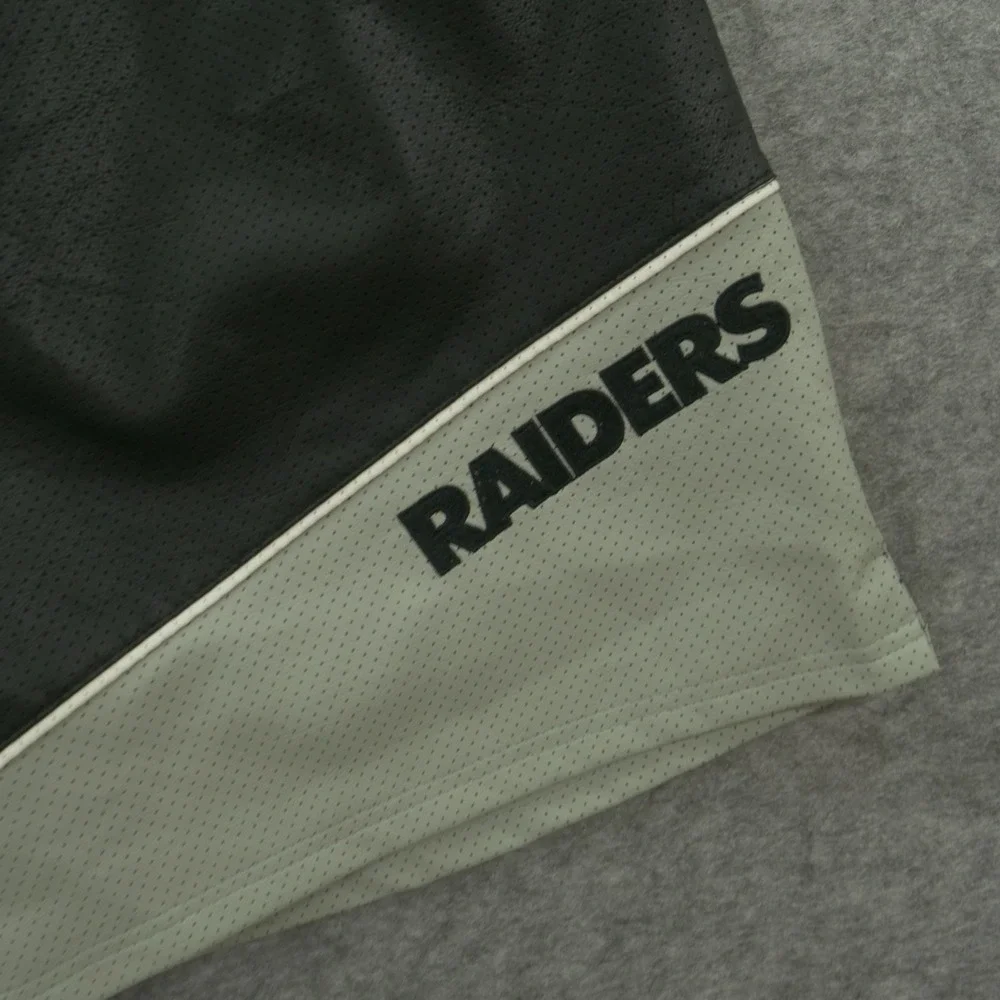 Las Vegas Raiders Shorts Mens Large Black Gray Faux Leather Ultra Game New